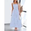 imagePRETTYGARDEN Womens Summer Spaghetti Strap Maxi Dresses Plaid Square Neck A Line Smocked Casual Vacation Long SundressLight Blue