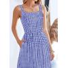 imagePRETTYGARDEN Womens Summer Spaghetti Strap Maxi Dresses Plaid Square Neck A Line Smocked Casual Vacation Long SundressNavy