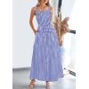 imagePRETTYGARDEN Womens Summer Spaghetti Strap Maxi Dresses Plaid Square Neck A Line Smocked Casual Vacation Long SundressNavy