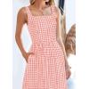 imagePRETTYGARDEN Womens Summer Spaghetti Strap Maxi Dresses Plaid Square Neck A Line Smocked Casual Vacation Long SundressPink