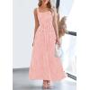 imagePRETTYGARDEN Womens Summer Spaghetti Strap Maxi Dresses Plaid Square Neck A Line Smocked Casual Vacation Long SundressPink