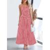 imagePRETTYGARDEN Womens Summer Spaghetti Strap Maxi Dresses Plaid Square Neck A Line Smocked Casual Vacation Long SundressRed