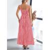 imagePRETTYGARDEN Womens Summer Spaghetti Strap Maxi Dresses Plaid Square Neck A Line Smocked Casual Vacation Long SundressRed