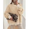 imagePRETTYGARDEN Womens Winter Oversized Pullover Sweaters Long Sleeve Mock Neck Chunky Knit Slouchy Jumper TopsApricot