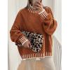 imagePRETTYGARDEN Womens Winter Oversized Pullover Sweaters Long Sleeve Mock Neck Chunky Knit Slouchy Jumper TopsBrick Red