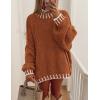 imagePRETTYGARDEN Womens Winter Oversized Pullover Sweaters Long Sleeve Mock Neck Chunky Knit Slouchy Jumper TopsBrick Red