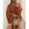 imagePRETTYGARDEN Womens Winter Oversized Pullover Sweaters Long Sleeve Mock Neck Chunky Knit Slouchy Jumper TopsBrick Red
