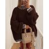 imagePRETTYGARDEN Womens Winter Oversized Pullover Sweaters Long Sleeve Mock Neck Chunky Knit Slouchy Jumper TopsBrown
