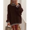 imagePRETTYGARDEN Womens Winter Oversized Pullover Sweaters Long Sleeve Mock Neck Chunky Knit Slouchy Jumper TopsBrown