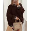 imagePRETTYGARDEN Womens Winter Oversized Pullover Sweaters Long Sleeve Mock Neck Chunky Knit Slouchy Jumper TopsBrown