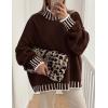 imagePRETTYGARDEN Womens Winter Oversized Pullover Sweaters Long Sleeve Mock Neck Chunky Knit Slouchy Jumper TopsBrown