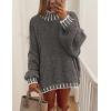 imagePRETTYGARDEN Womens Winter Oversized Pullover Sweaters Long Sleeve Mock Neck Chunky Knit Slouchy Jumper TopsGrey