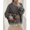 imagePRETTYGARDEN Womens Winter Oversized Pullover Sweaters Long Sleeve Mock Neck Chunky Knit Slouchy Jumper TopsGrey