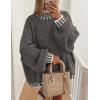 imagePRETTYGARDEN Womens Winter Oversized Pullover Sweaters Long Sleeve Mock Neck Chunky Knit Slouchy Jumper TopsGrey