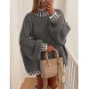 imagePRETTYGARDEN Womens Winter Oversized Pullover Sweaters Long Sleeve Mock Neck Chunky Knit Slouchy Jumper TopsGrey
