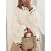 imagePRETTYGARDEN Womens Winter Oversized Pullover Sweaters Long Sleeve Mock Neck Chunky Knit Slouchy Jumper TopsWhite