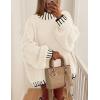 imagePRETTYGARDEN Womens Winter Oversized Pullover Sweaters Long Sleeve Mock Neck Chunky Knit Slouchy Jumper TopsWhite