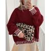 imagePRETTYGARDEN Womens Winter Oversized Pullover Sweaters Long Sleeve Mock Neck Chunky Knit Slouchy Jumper TopsWine Red
