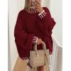 imagePRETTYGARDEN Womens Winter Oversized Pullover Sweaters Long Sleeve Mock Neck Chunky Knit Slouchy Jumper TopsWine Red