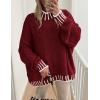 imagePRETTYGARDEN Womens Winter Oversized Pullover Sweaters Long Sleeve Mock Neck Chunky Knit Slouchy Jumper TopsWine Red