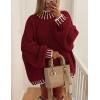 imagePRETTYGARDEN Womens Winter Oversized Pullover Sweaters Long Sleeve Mock Neck Chunky Knit Slouchy Jumper TopsWine Red