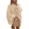 imagePRETTYGARDEN Womens Winter Oversized Pullover Sweaters Long Sleeve Mock Neck Chunky Knit Slouchy Jumper TopsApricot