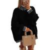 imagePRETTYGARDEN Womens Winter Oversized Pullover Sweaters Long Sleeve Mock Neck Chunky Knit Slouchy Jumper TopsBlack