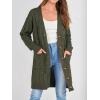 imagePRETTYGARDEN Long Sleeve Cable Knit Long Cardigan for Women 2024 Fall Winter Chunky Open Front Button Sweaters with PocketsArmy Green