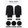 imagePRETTYGARDEN Long Sleeve Cable Knit Long Cardigan for Women 2024 Fall Winter Chunky Open Front Button Sweaters with PocketsBlack