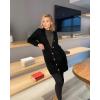 imagePRETTYGARDEN Long Sleeve Cable Knit Long Cardigan for Women 2024 Fall Winter Chunky Open Front Button Sweaters with PocketsBlack