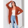 imagePRETTYGARDEN Long Sleeve Cable Knit Long Cardigan for Women 2024 Fall Winter Chunky Open Front Button Sweaters with PocketsCaramel
