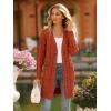 imagePRETTYGARDEN Long Sleeve Cable Knit Long Cardigan for Women 2024 Fall Winter Chunky Open Front Button Sweaters with PocketsCaramel