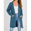 imagePRETTYGARDEN Long Sleeve Cable Knit Long Cardigan for Women 2024 Fall Winter Chunky Open Front Button Sweaters with PocketsCyan