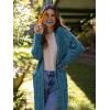 imagePRETTYGARDEN Long Sleeve Cable Knit Long Cardigan for Women 2024 Fall Winter Chunky Open Front Button Sweaters with PocketsCyan