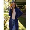 imagePRETTYGARDEN Long Sleeve Cable Knit Long Cardigan for Women 2024 Fall Winter Chunky Open Front Button Sweaters with PocketsDark Blue