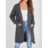 imagePRETTYGARDEN Long Sleeve Cable Knit Long Cardigan for Women 2024 Fall Winter Chunky Open Front Button Sweaters with PocketsDark Grey