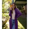 imagePRETTYGARDEN Long Sleeve Cable Knit Long Cardigan for Women 2024 Fall Winter Chunky Open Front Button Sweaters with PocketsDeep Purple
