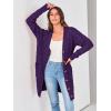 imagePRETTYGARDEN Long Sleeve Cable Knit Long Cardigan for Women 2024 Fall Winter Chunky Open Front Button Sweaters with PocketsDeep Purple