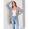 imagePRETTYGARDEN Long Sleeve Cable Knit Long Cardigan for Women 2024 Fall Winter Chunky Open Front Button Sweaters with PocketsGrey