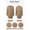 imagePRETTYGARDEN Long Sleeve Cable Knit Long Cardigan for Women 2024 Fall Winter Chunky Open Front Button Sweaters with PocketsKhaki