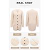 imagePRETTYGARDEN Long Sleeve Cable Knit Long Cardigan for Women 2024 Fall Winter Chunky Open Front Button Sweaters with PocketsOffwhite
