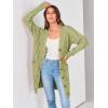 imagePRETTYGARDEN Long Sleeve Cable Knit Long Cardigan for Women 2024 Fall Winter Chunky Open Front Button Sweaters with PocketsOlive Green
