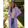 imagePRETTYGARDEN Long Sleeve Cable Knit Long Cardigan for Women 2024 Fall Winter Chunky Open Front Button Sweaters with PocketsPurple