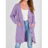 imagePRETTYGARDEN Long Sleeve Cable Knit Long Cardigan for Women 2024 Fall Winter Chunky Open Front Button Sweaters with PocketsPurple