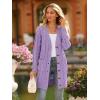 imagePRETTYGARDEN Long Sleeve Cable Knit Long Cardigan for Women 2024 Fall Winter Chunky Open Front Button Sweaters with PocketsPurple