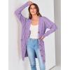 imagePRETTYGARDEN Long Sleeve Cable Knit Long Cardigan for Women 2024 Fall Winter Chunky Open Front Button Sweaters with PocketsPurple