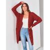 imagePRETTYGARDEN Long Sleeve Cable Knit Long Cardigan for Women 2024 Fall Winter Chunky Open Front Button Sweaters with PocketsRust Red