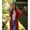 imagePRETTYGARDEN Long Sleeve Cable Knit Long Cardigan for Women 2024 Fall Winter Chunky Open Front Button Sweaters with PocketsRust Red