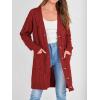 imagePRETTYGARDEN Long Sleeve Cable Knit Long Cardigan for Women 2024 Fall Winter Chunky Open Front Button Sweaters with PocketsRust Red