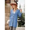 imagePRETTYGARDEN Long Sleeve Cable Knit Long Cardigan for Women 2024 Fall Winter Chunky Open Front Button Sweaters with PocketsSky Blue